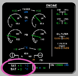 Tempe indication A320 